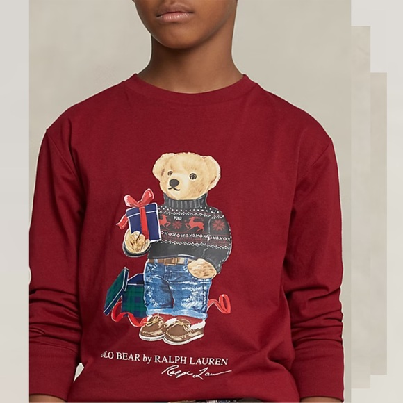 Ralph Lauren Bear Cotton Jersey Tee Kids L (14-16) Polo Bear Graphic  New - Picture 2 of 13